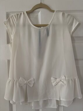 Womens Cream Bow-Accent Chiffon Dress